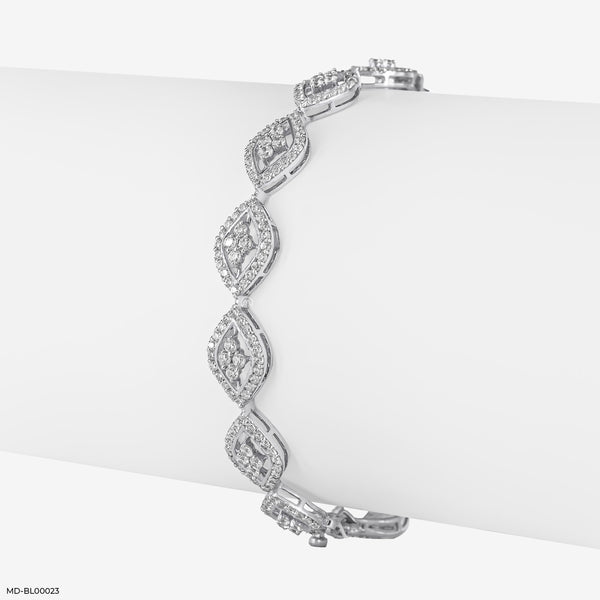 Criss-Cross Round Diamond Bangles 18K White Gold