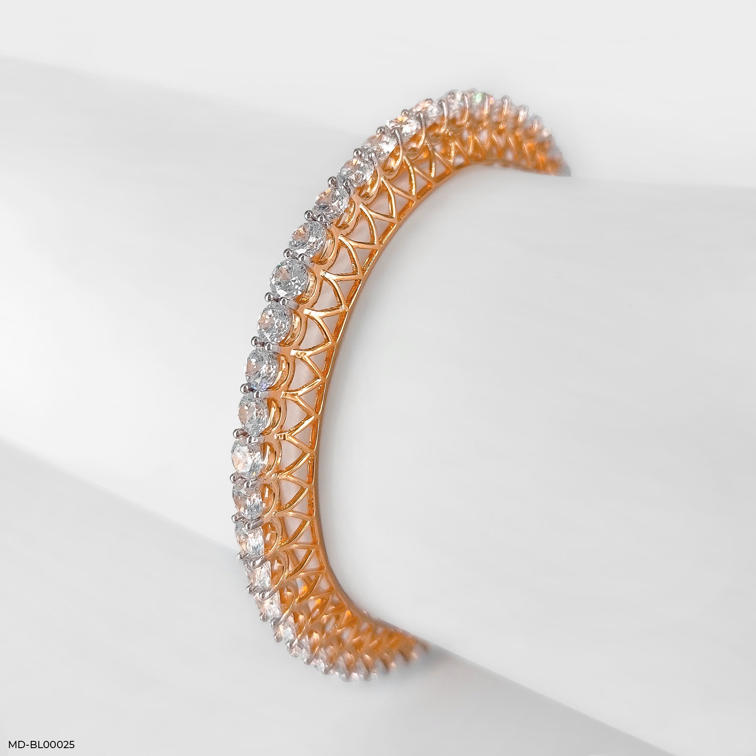 Dome Shape Diamond Bangle 14K Rose Gold