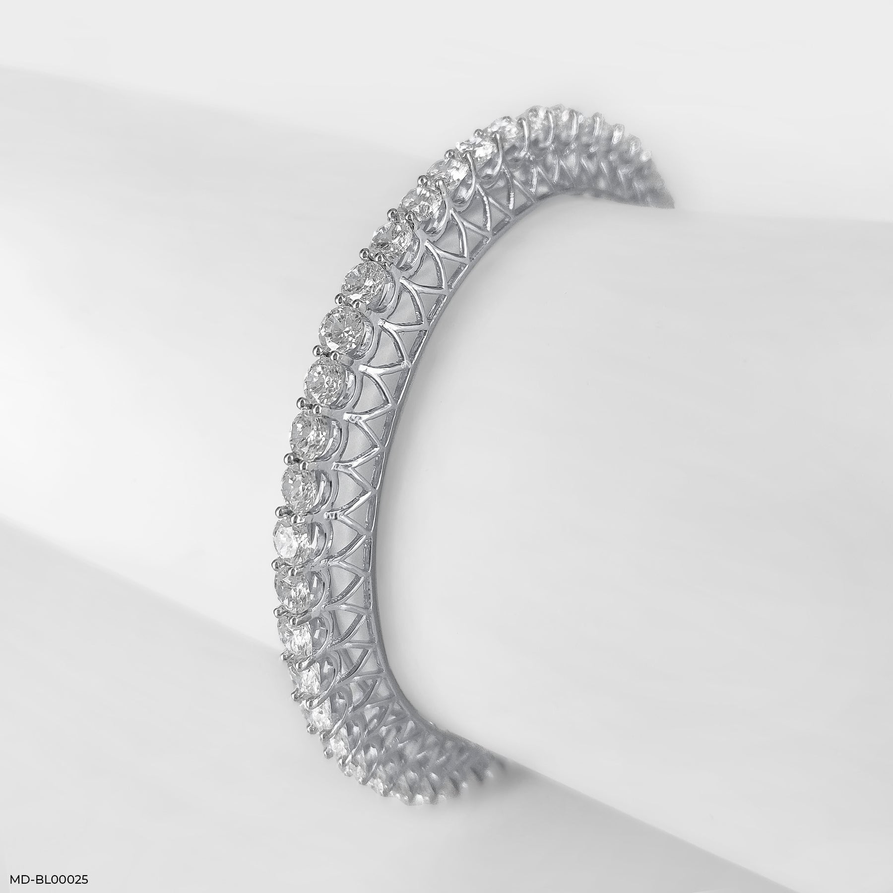Dome Shape Diamond Bangle 18K Yellow Gold