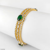 Traditional Emerald Diamond Bangle 14K Yellow Gold