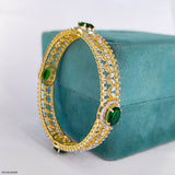 Traditional Emerald Diamond Bangle 14K Yellow Gold