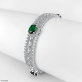 Traditional Emerald Diamond Bangle 14K Yellow Gold