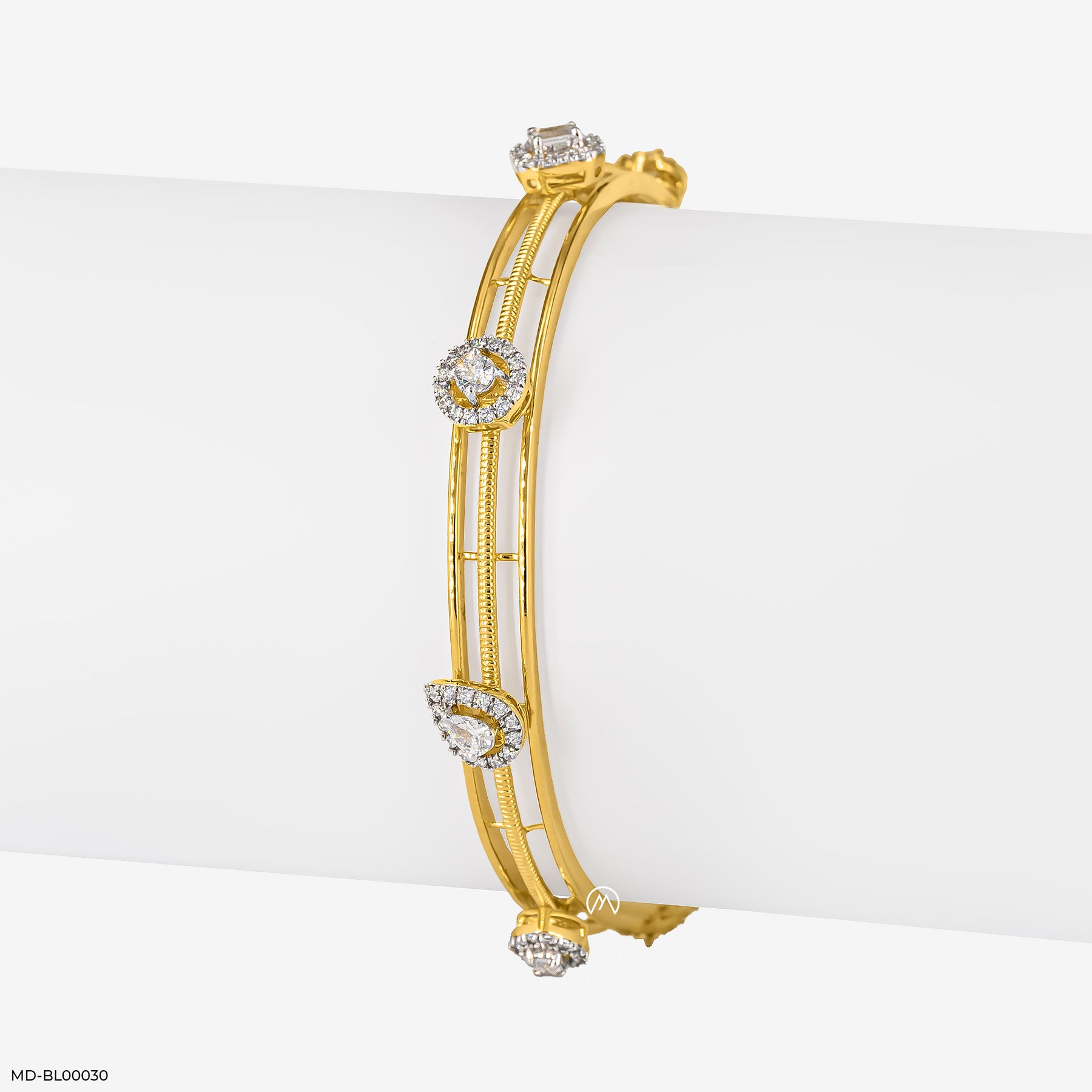 Twinkling Twirls Diamond Bangles 14K Yellow Gold