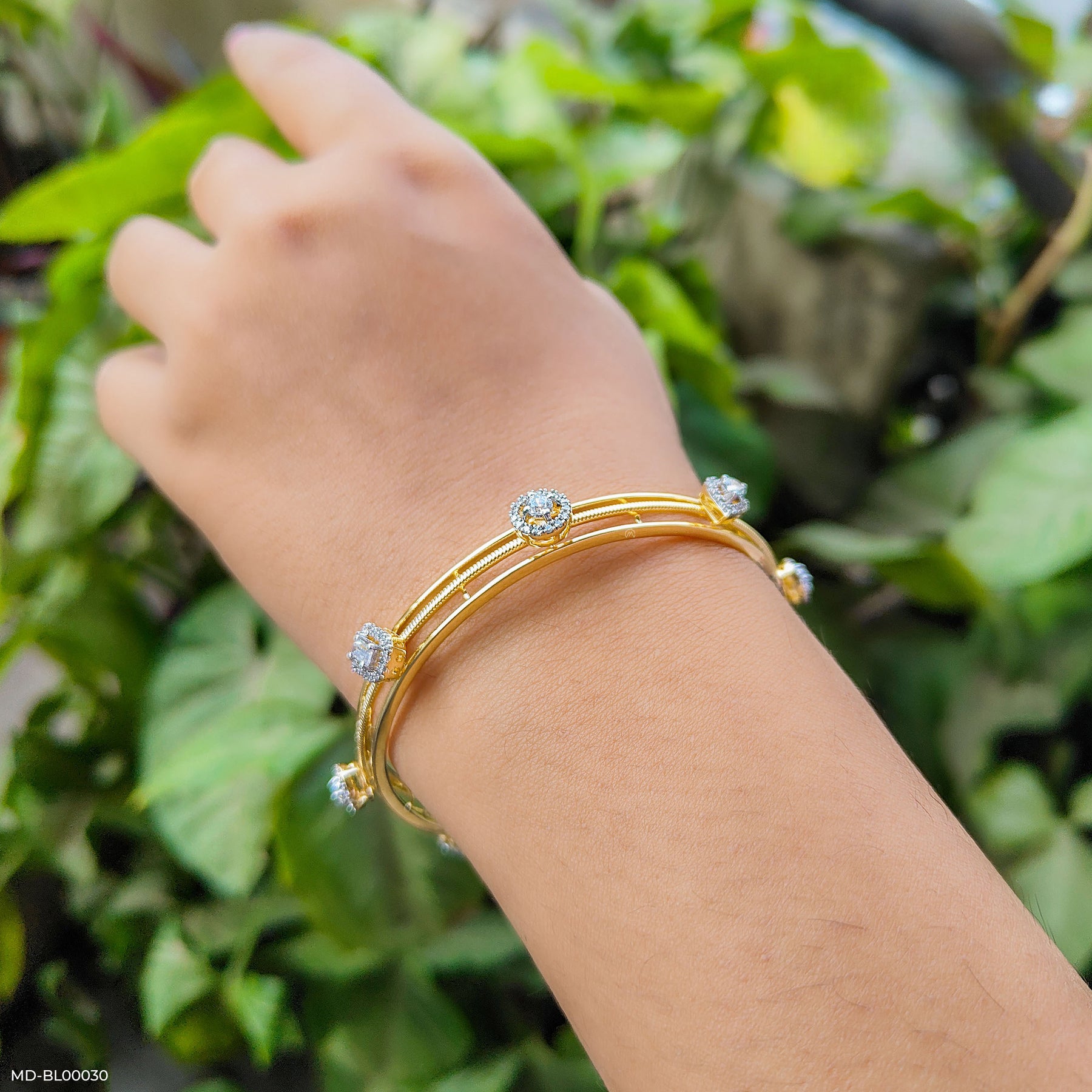 Twinkling Twirls Diamond Bangles 14K Yellow Gold