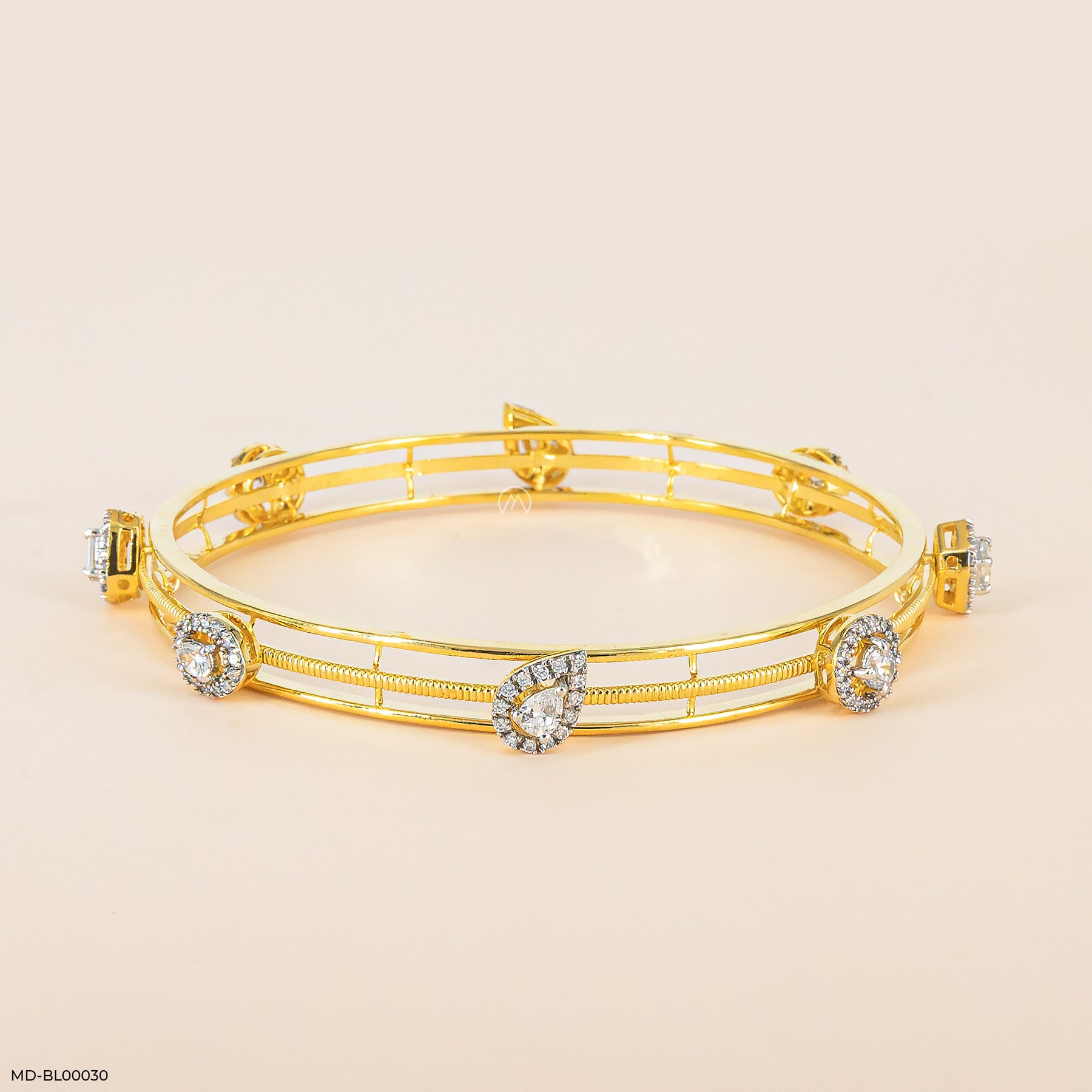 Twinkling Twirls Diamond Bangles 14K Yellow Gold