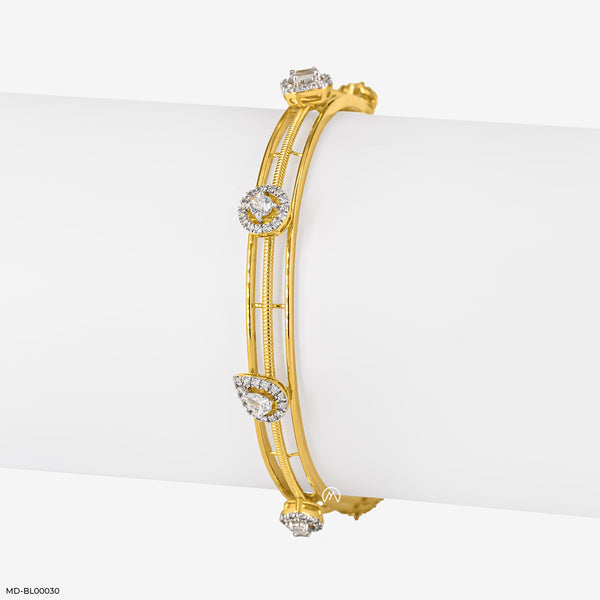 Twinkling Twirls Diamond Bangle 14K Yellow Gold