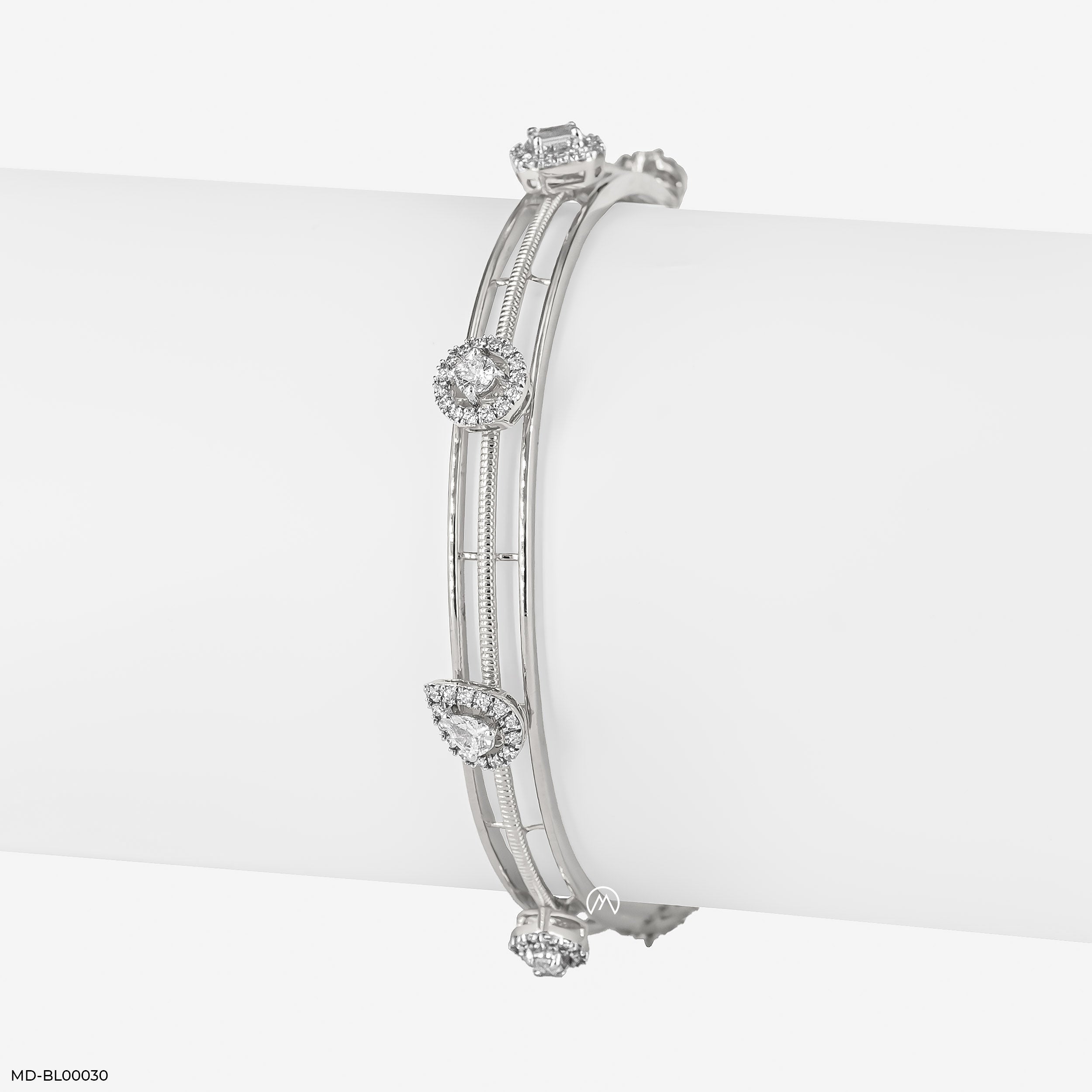 Twinkling Twirls Diamond Bangles 14K White Gold