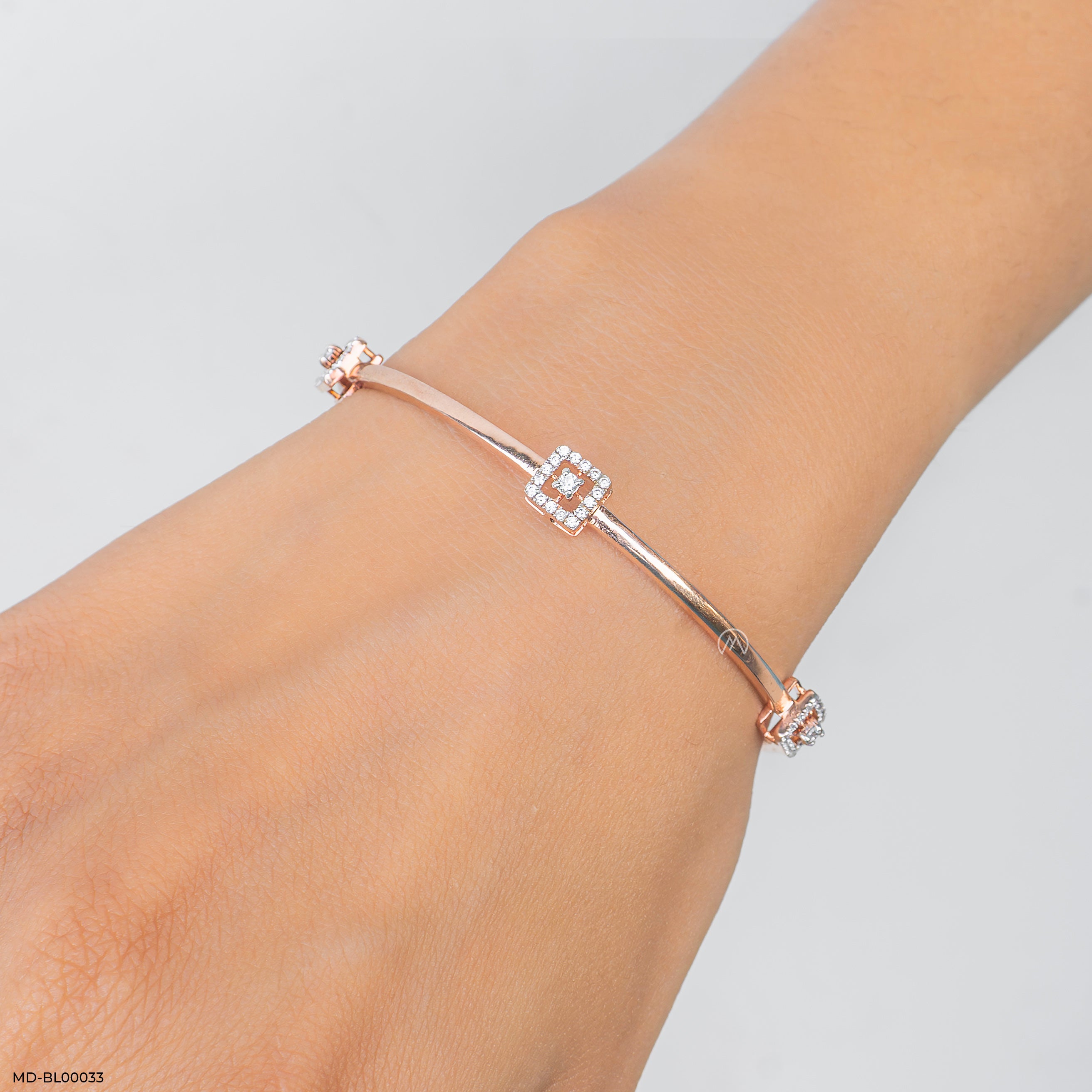 Elysian Edge Diamond Bangles 9K Rose Gold
