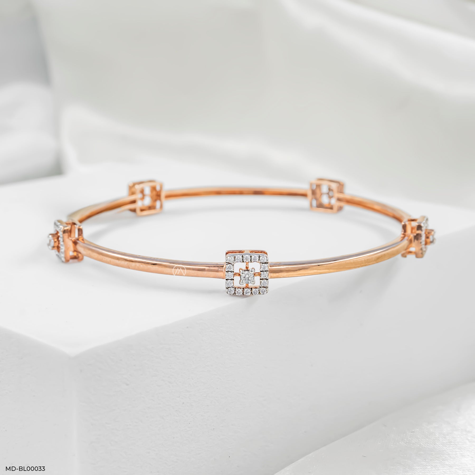 Elysian Edge Diamond Bangles 14K Rose Gold