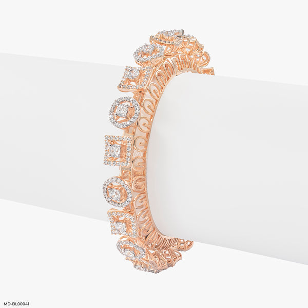 Heritage Halo Diamond Bangle 14K Rose Gold