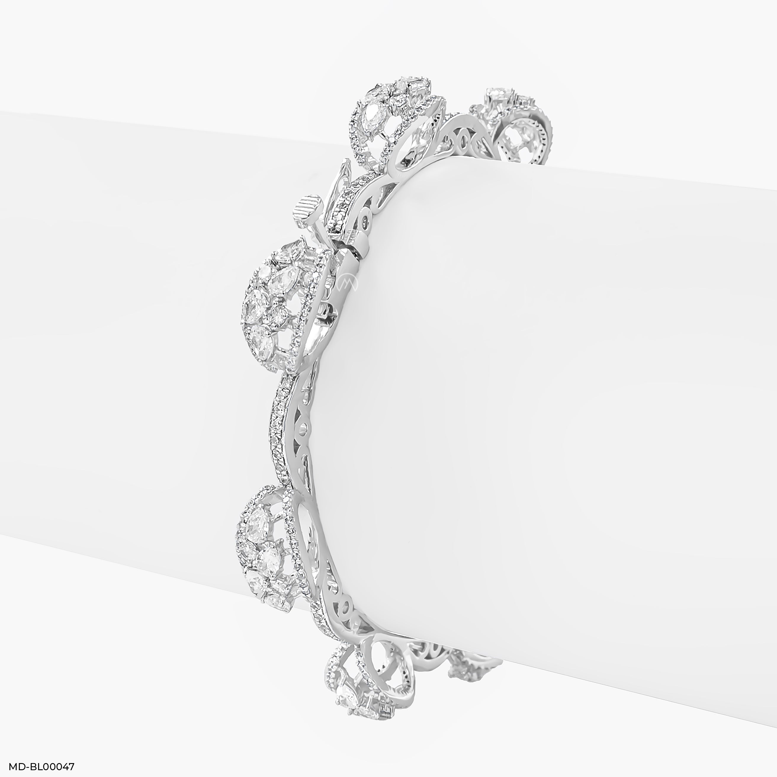 Floral Bloom Diamond Bangle 14K White Gold