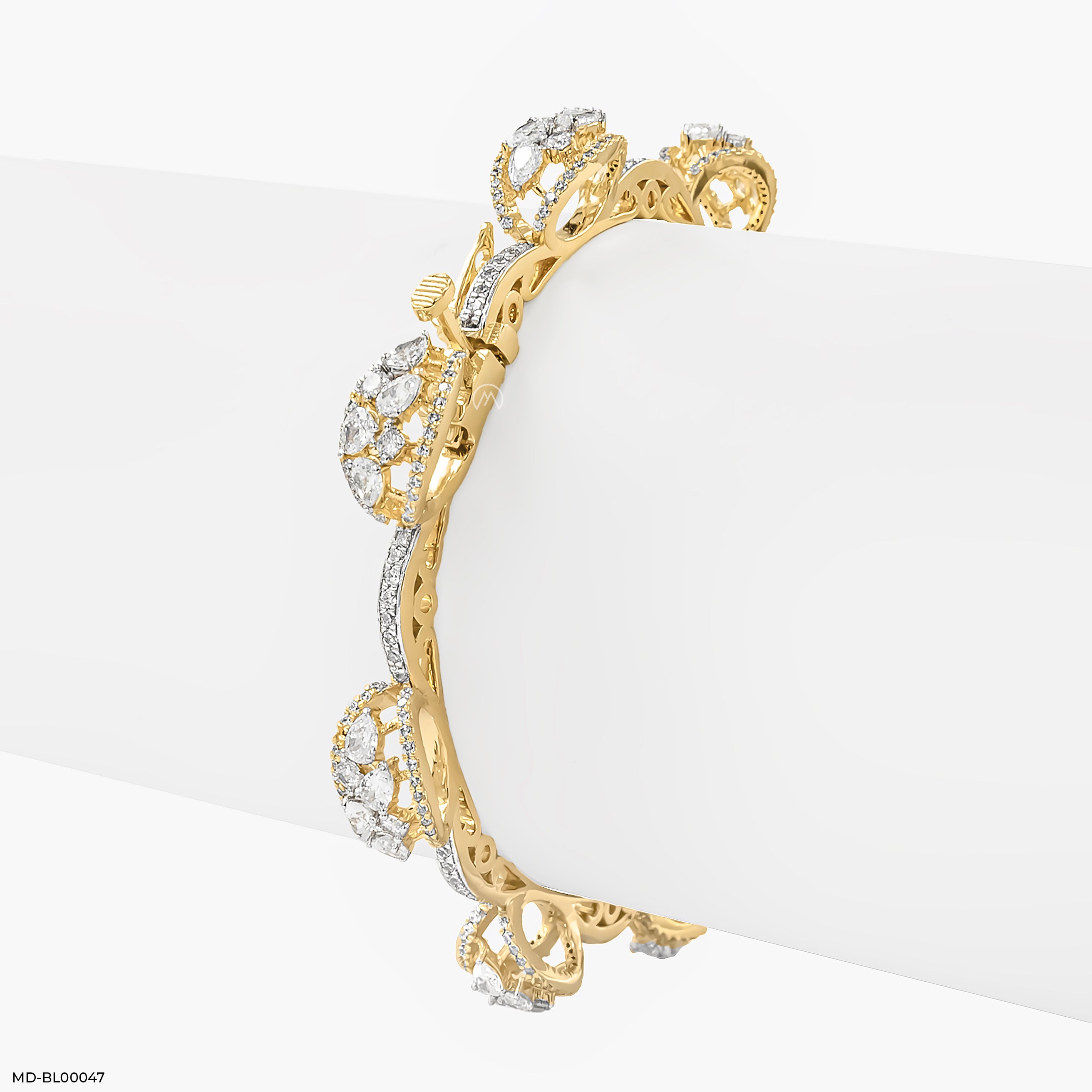 Floral Bloom Diamond Bangle 9K Yellow Gold