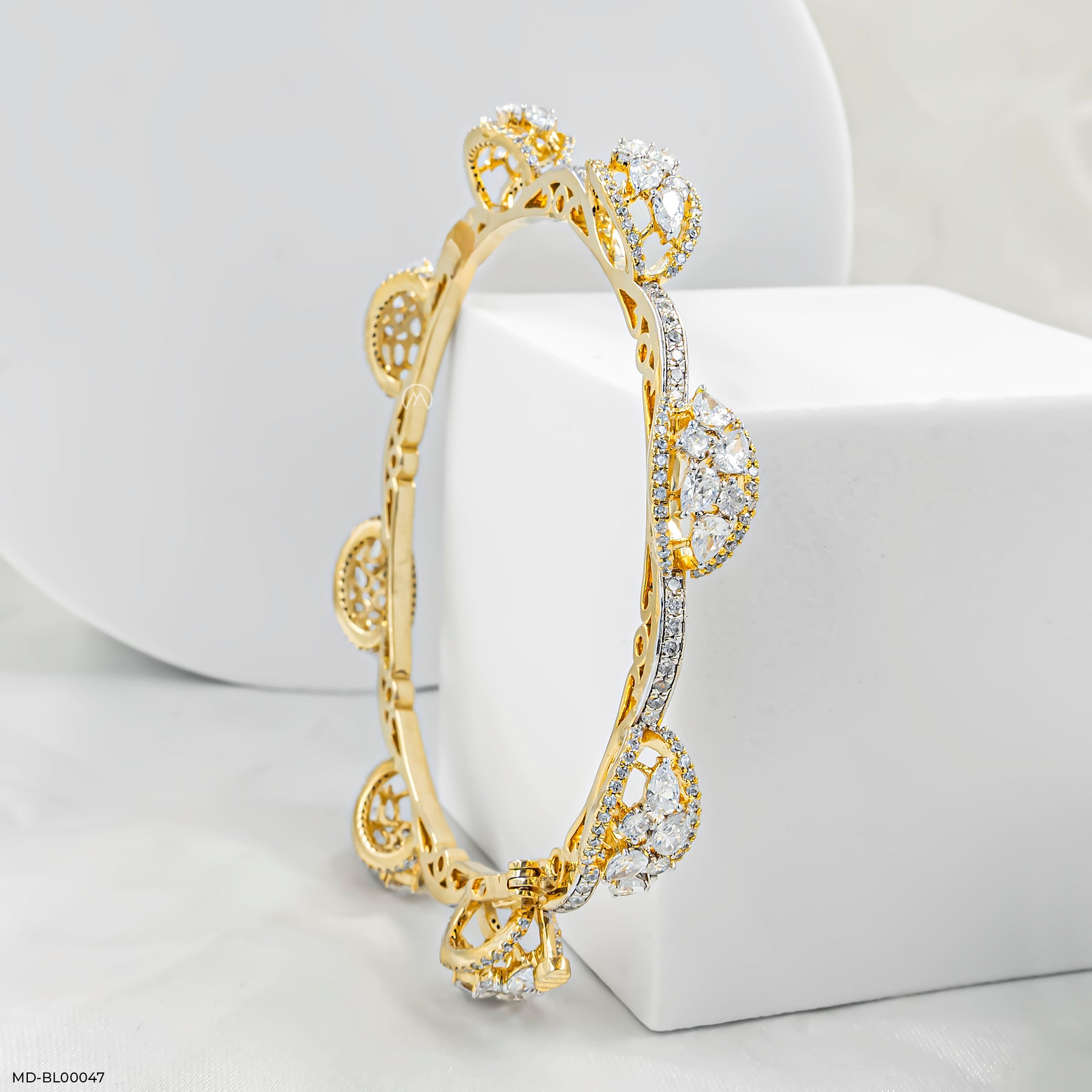 Floral Bloom Diamond Bangle 14K Rose Gold