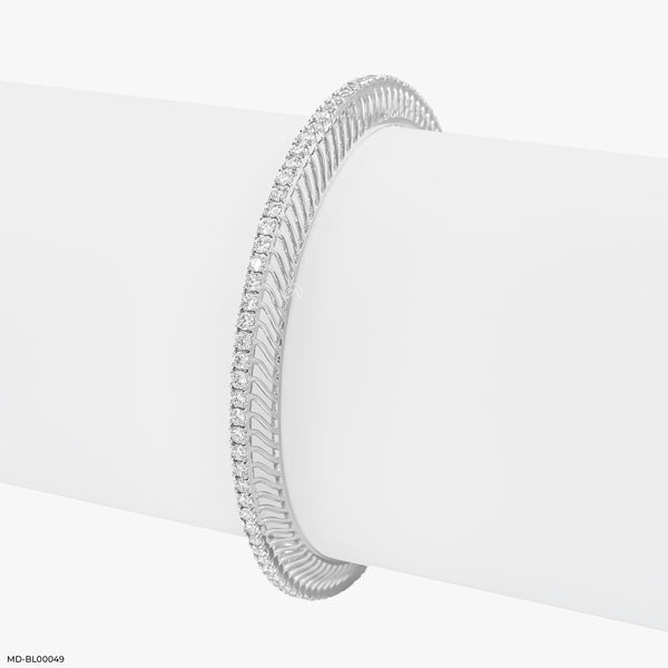 4 Cent Single Line Glistan Diamond Bangle 18K White Gold