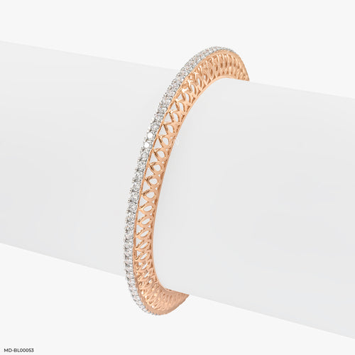 3 Cent Single Line Diamond Bangle 14K Rose Gold