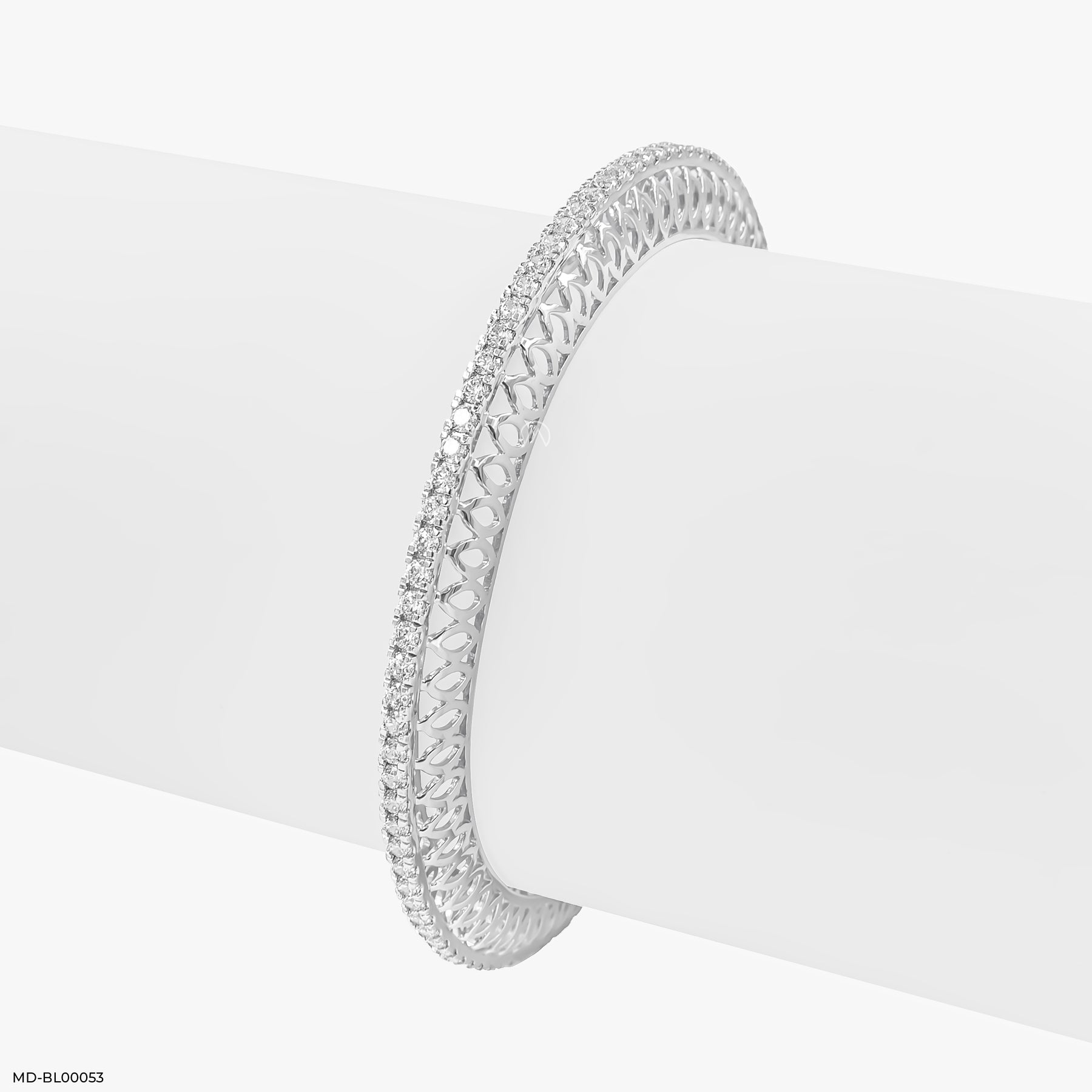 3 Cent Single Line Diamond Bangle 14K White Gold
