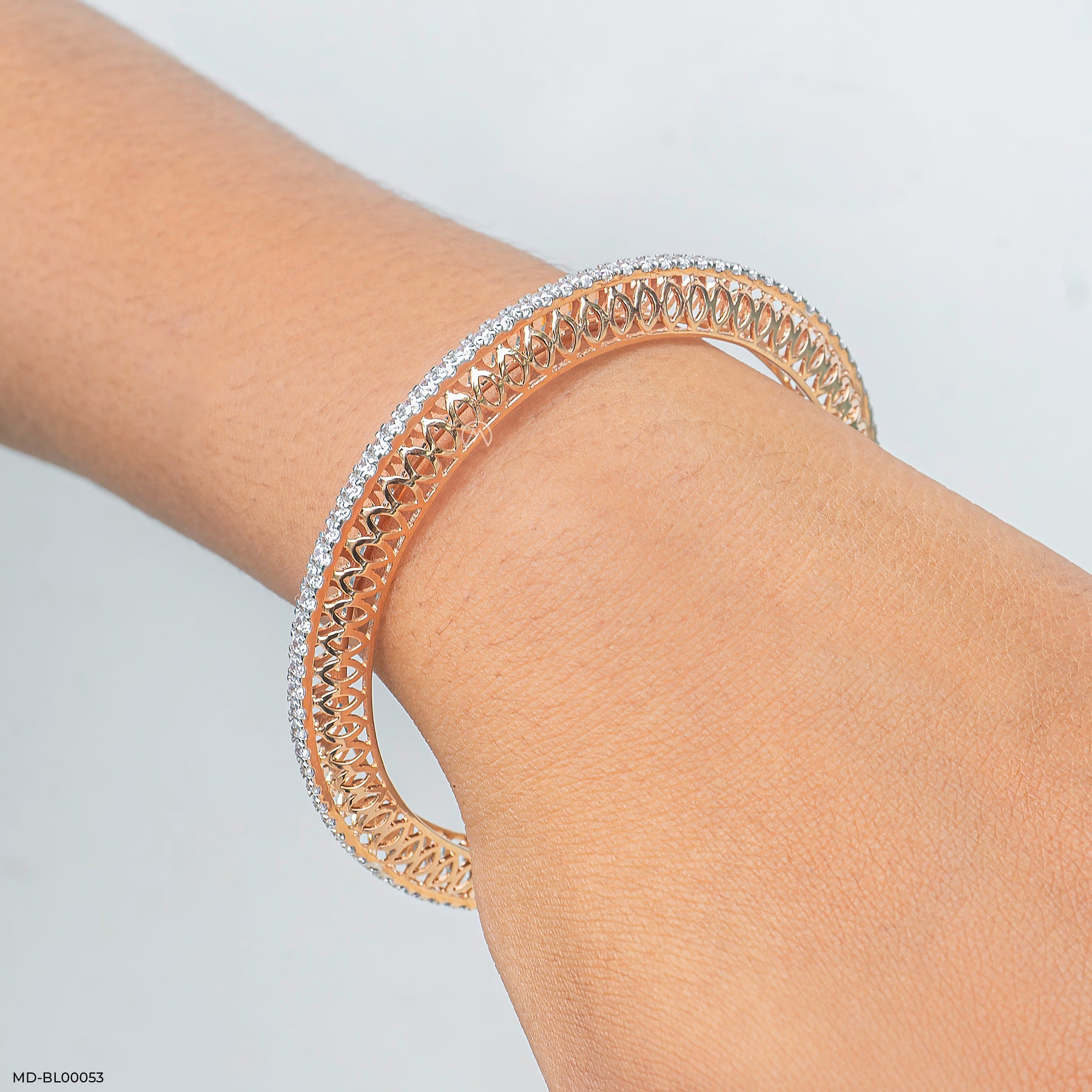 3 Cent Single Line Diamond Bangle 14K White Gold