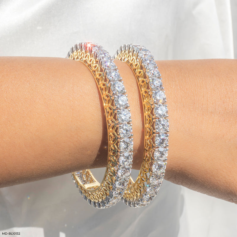 Lattice Diamond Bangle 14K Yellow Gold
