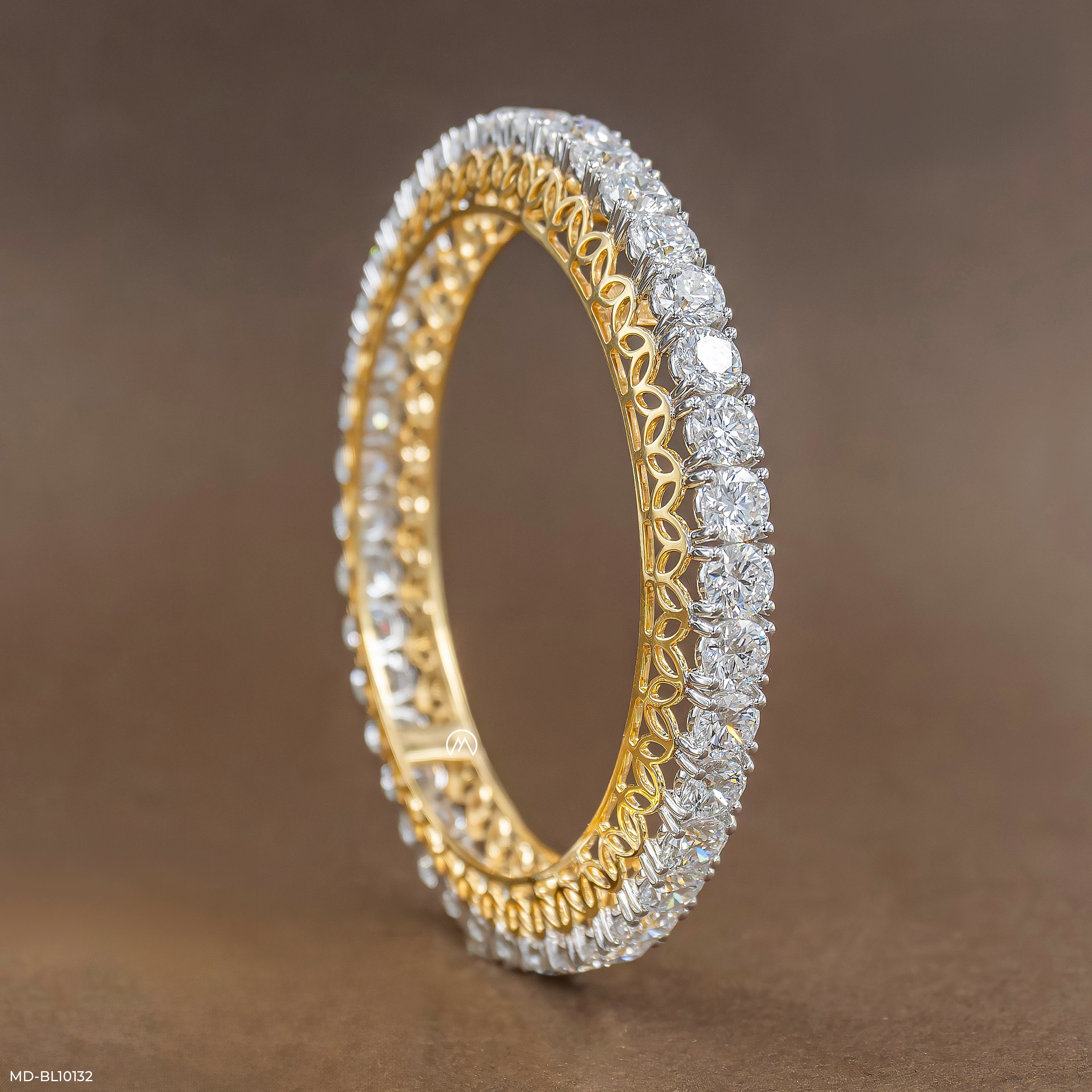 Lattice Diamond Bangle 9K Rose Gold