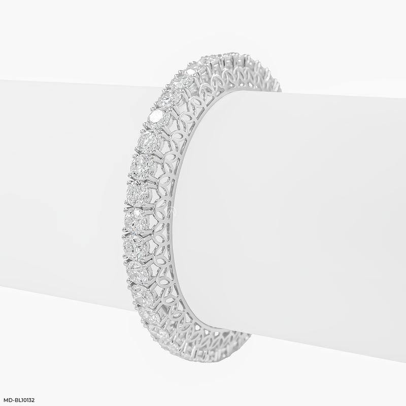 Lattice Diamond Bangle 14K Yellow Gold
