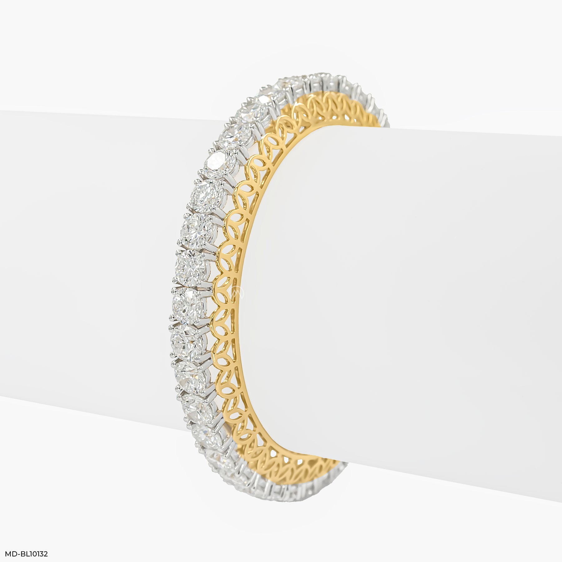 Lattice Diamond Bangle 9K Rose Gold