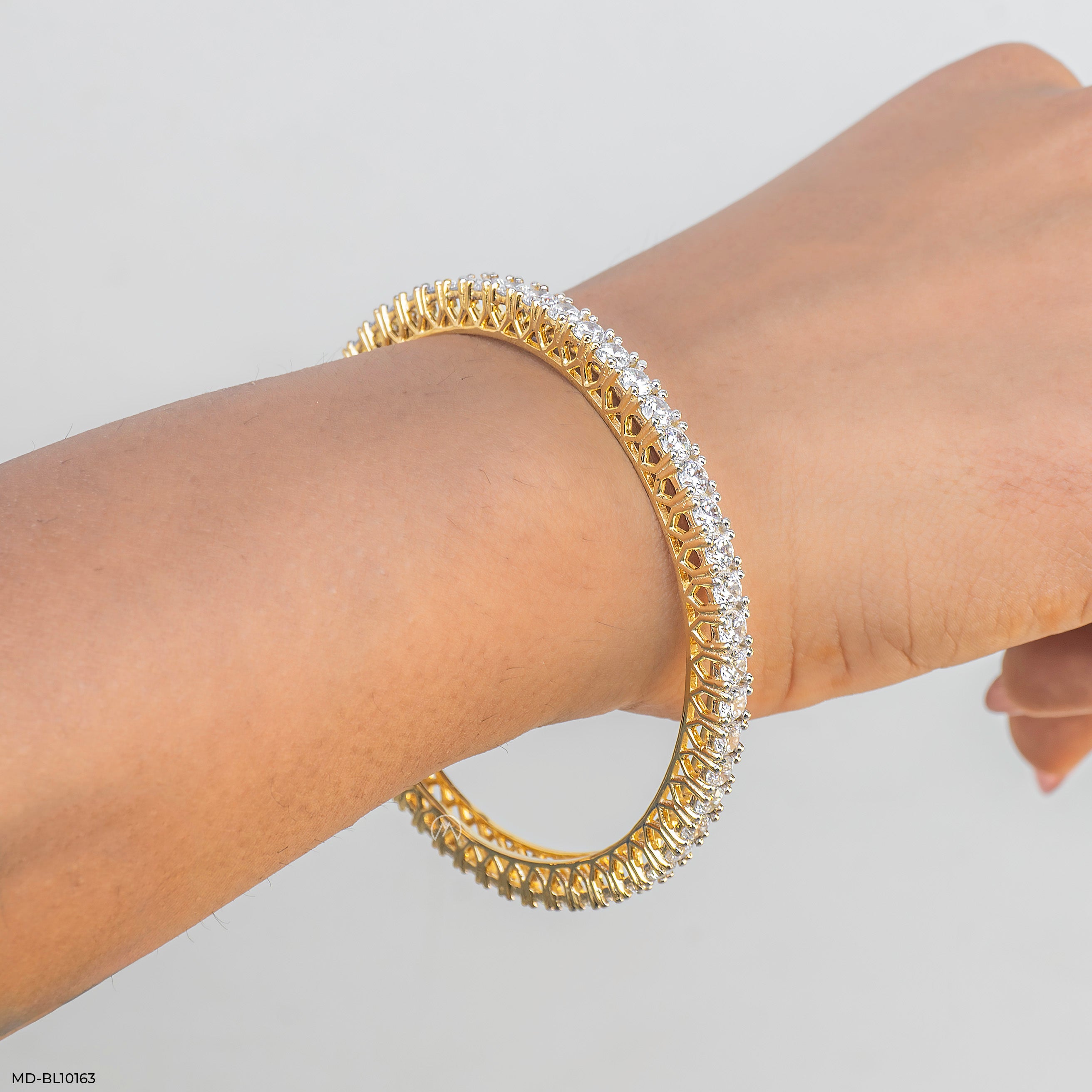 Dual Tone Diamond Bangle 9K Yellow Gold