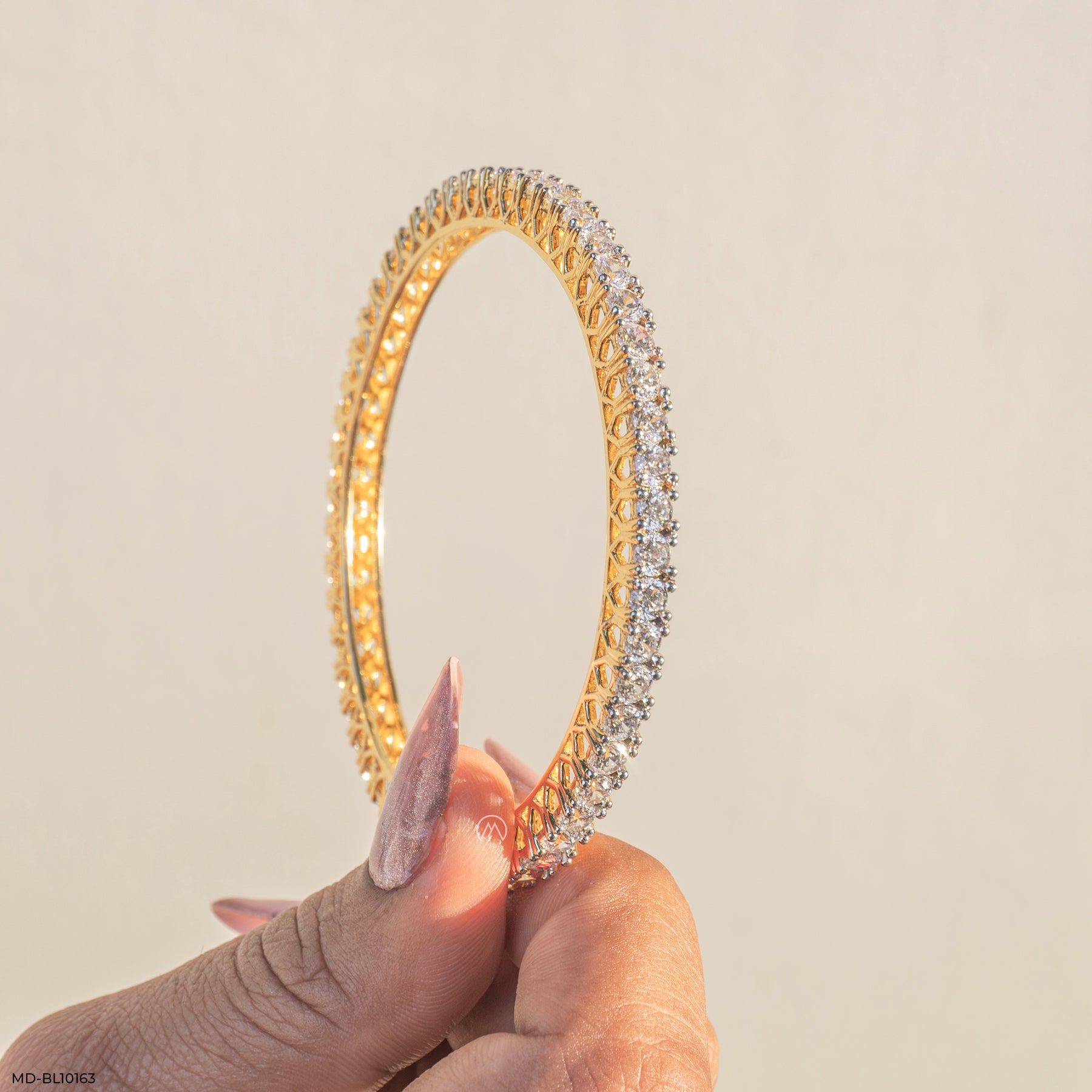 Dual Tone Diamond Bangle 9K White Gold