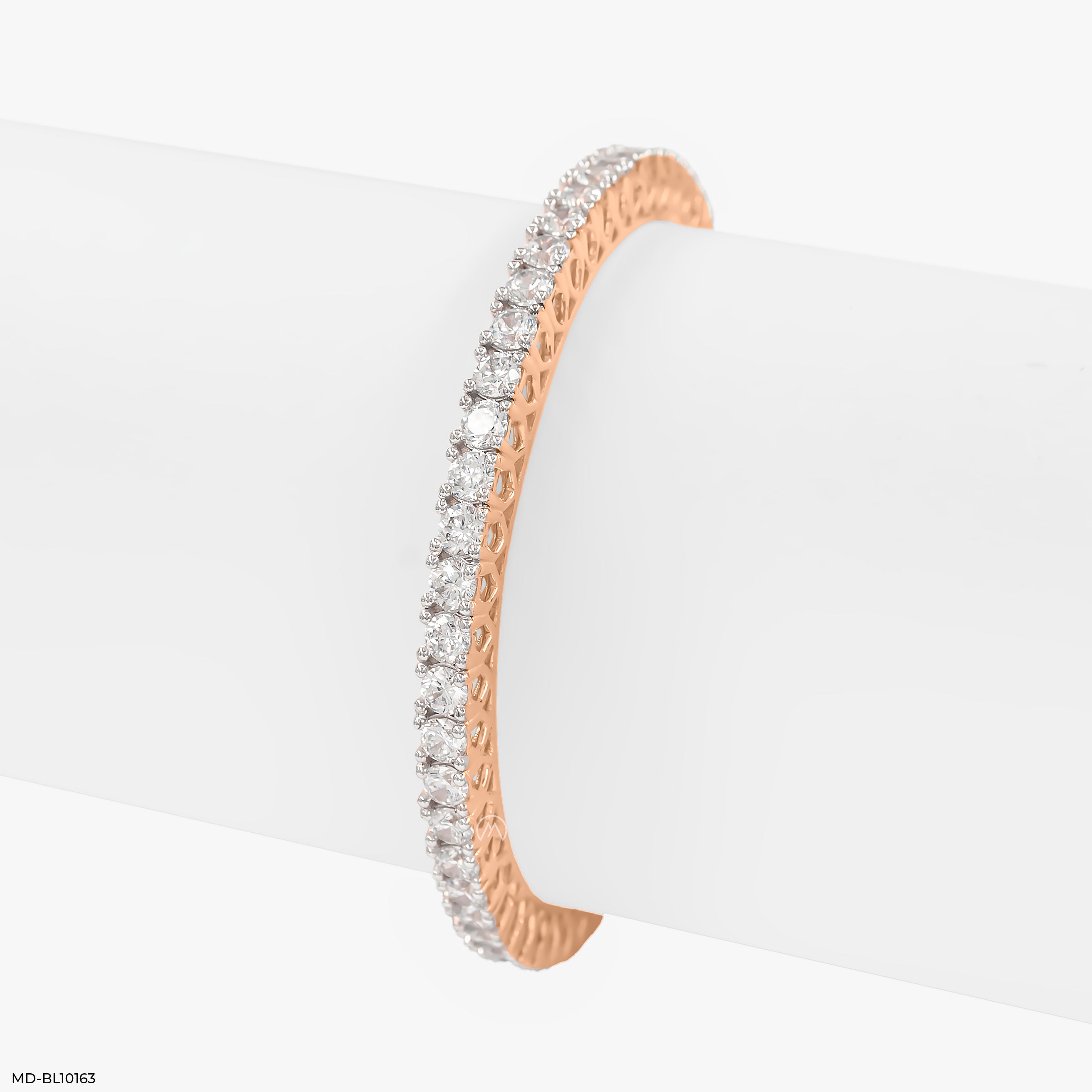 Dual Tone Diamond Bangle 14K Rose Gold