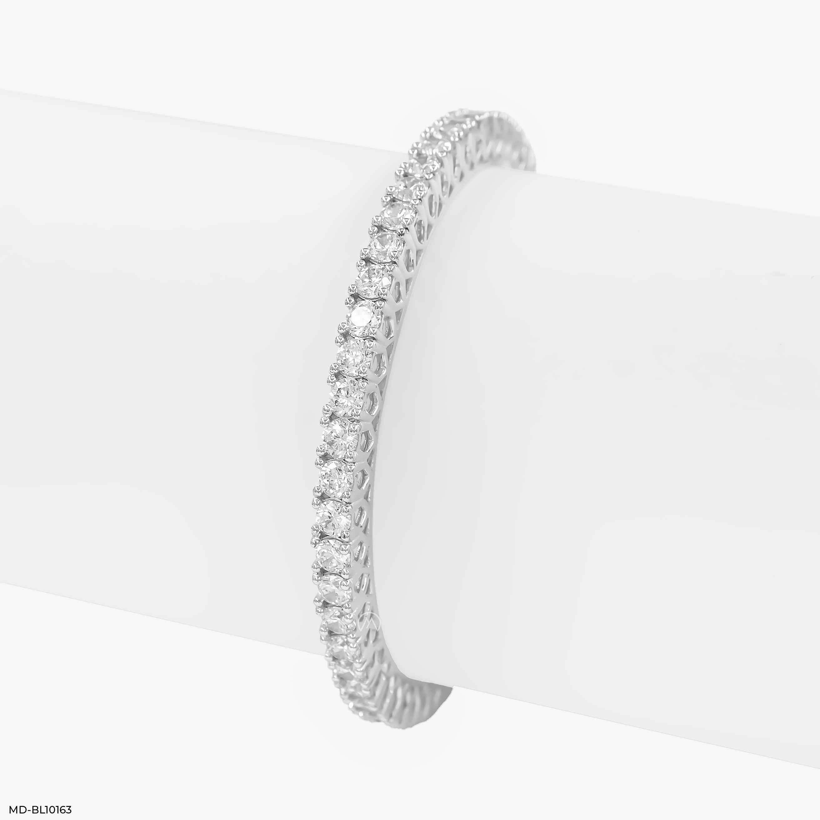 Dual Tone Diamond Bangle 14K White Gold