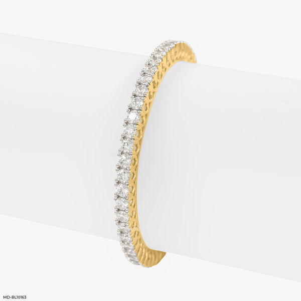 Dual Tone Diamond Bangle 18K Yellow Gold