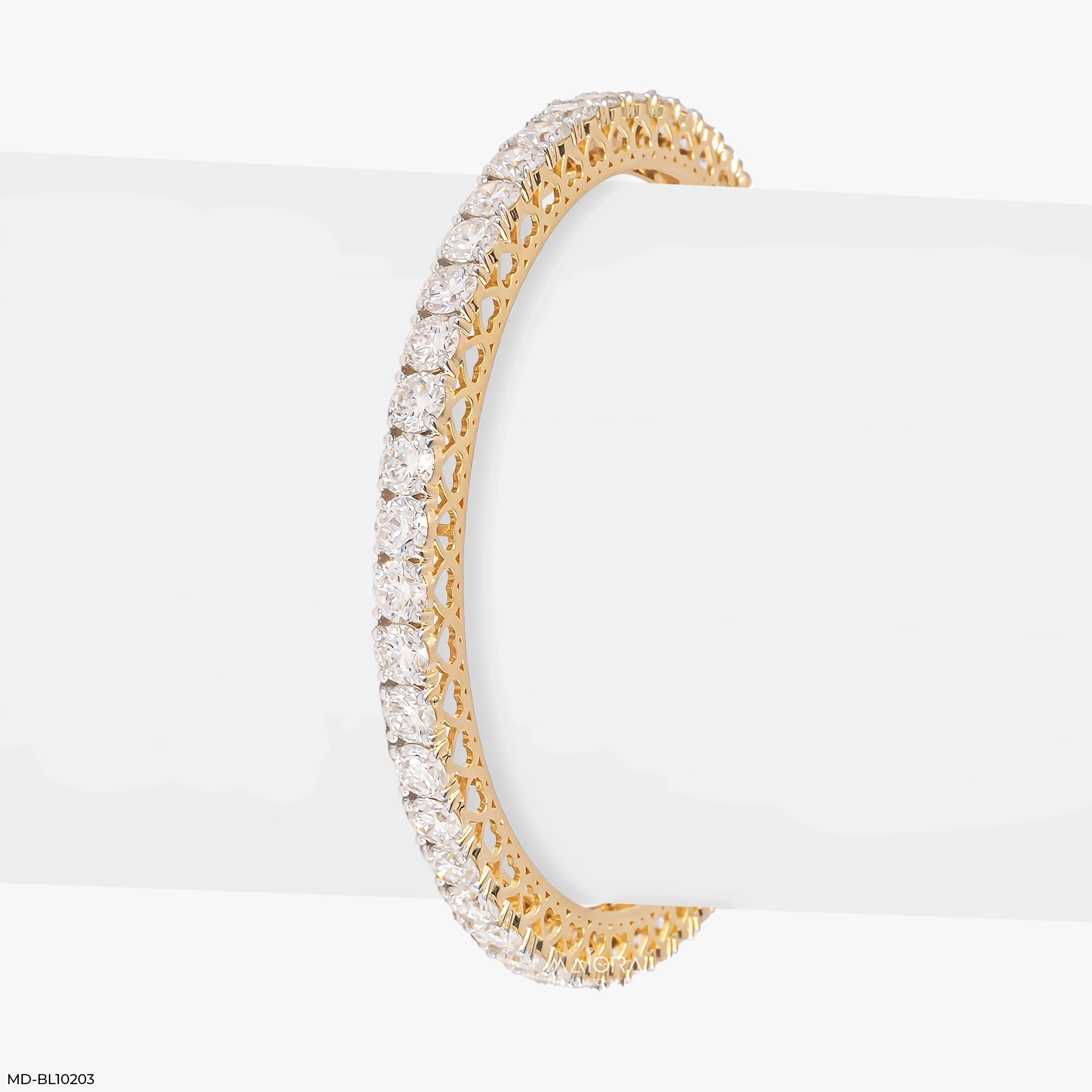 Amora Heart Diamond Bangle 9K Yellow Gold