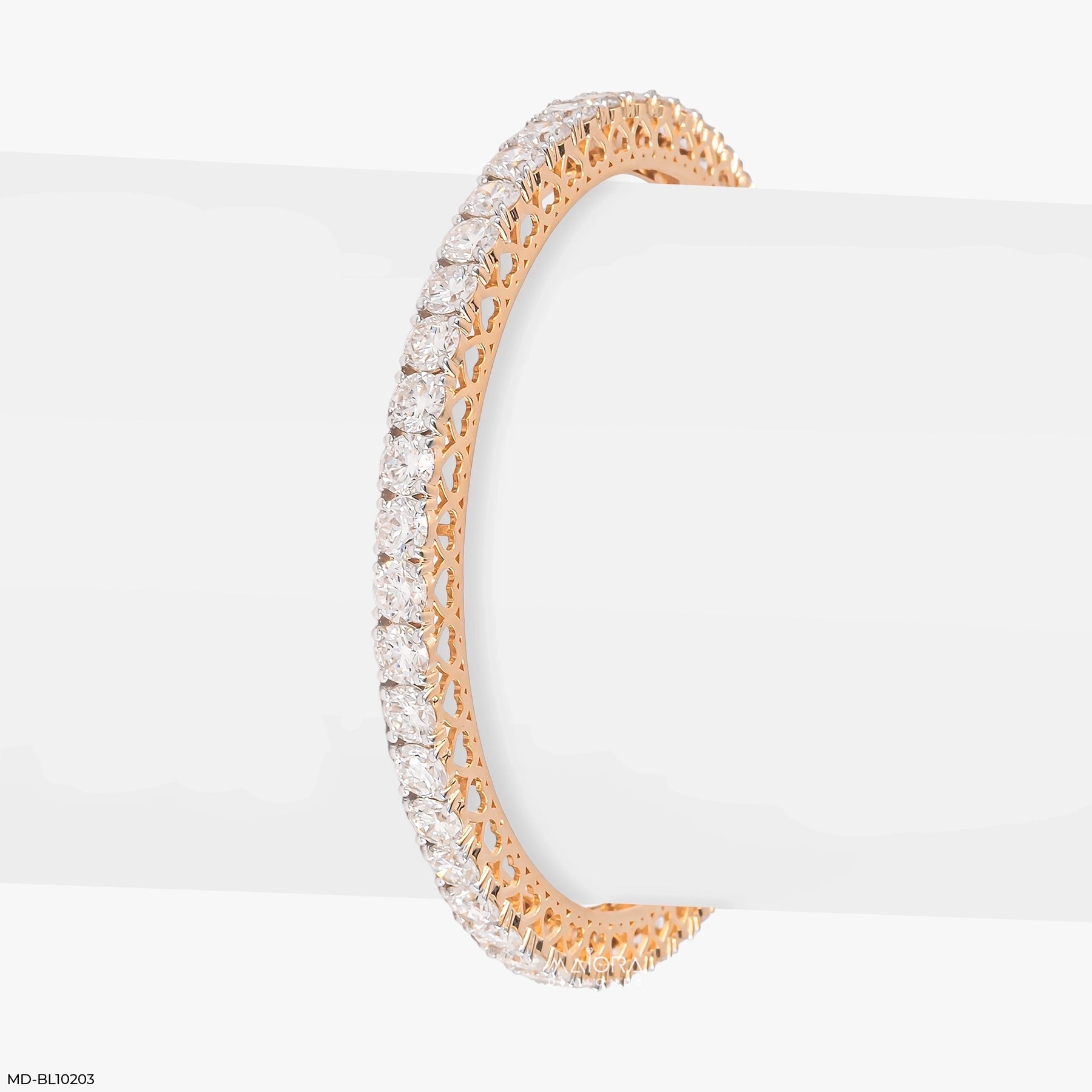 Amora Heart Diamond Bangle 14K Rose Gold