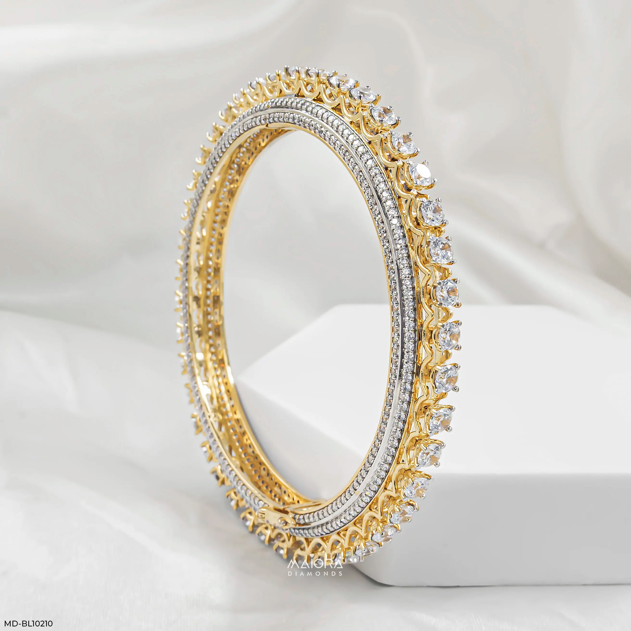 Golden Pave Crown Diamond Bangle