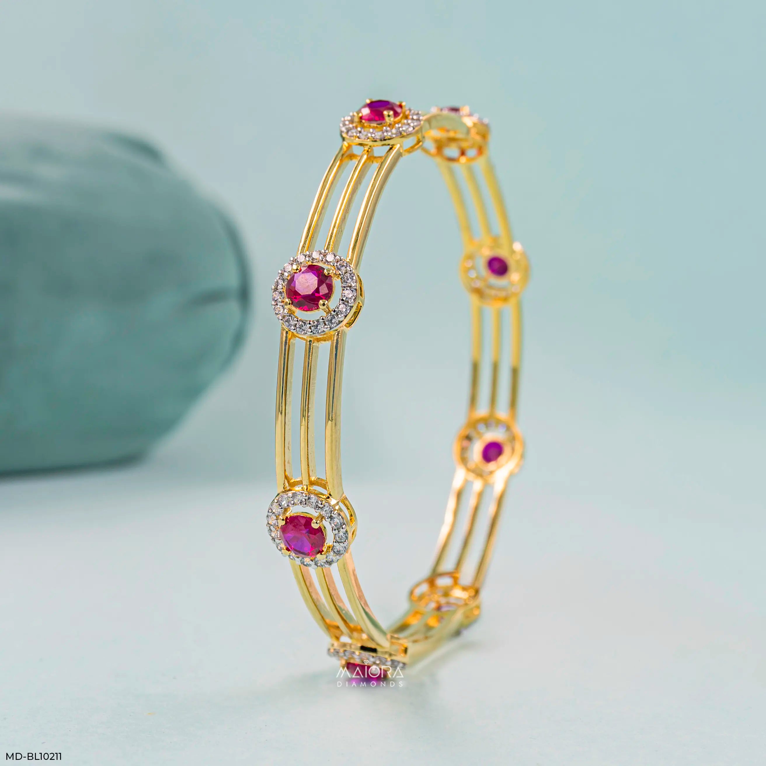 Halo Radiance Ruby Diamond Bangle