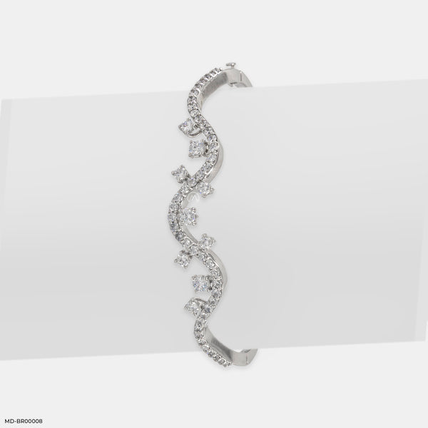 Wave Flow Diamond Bracelets 9K White Gold