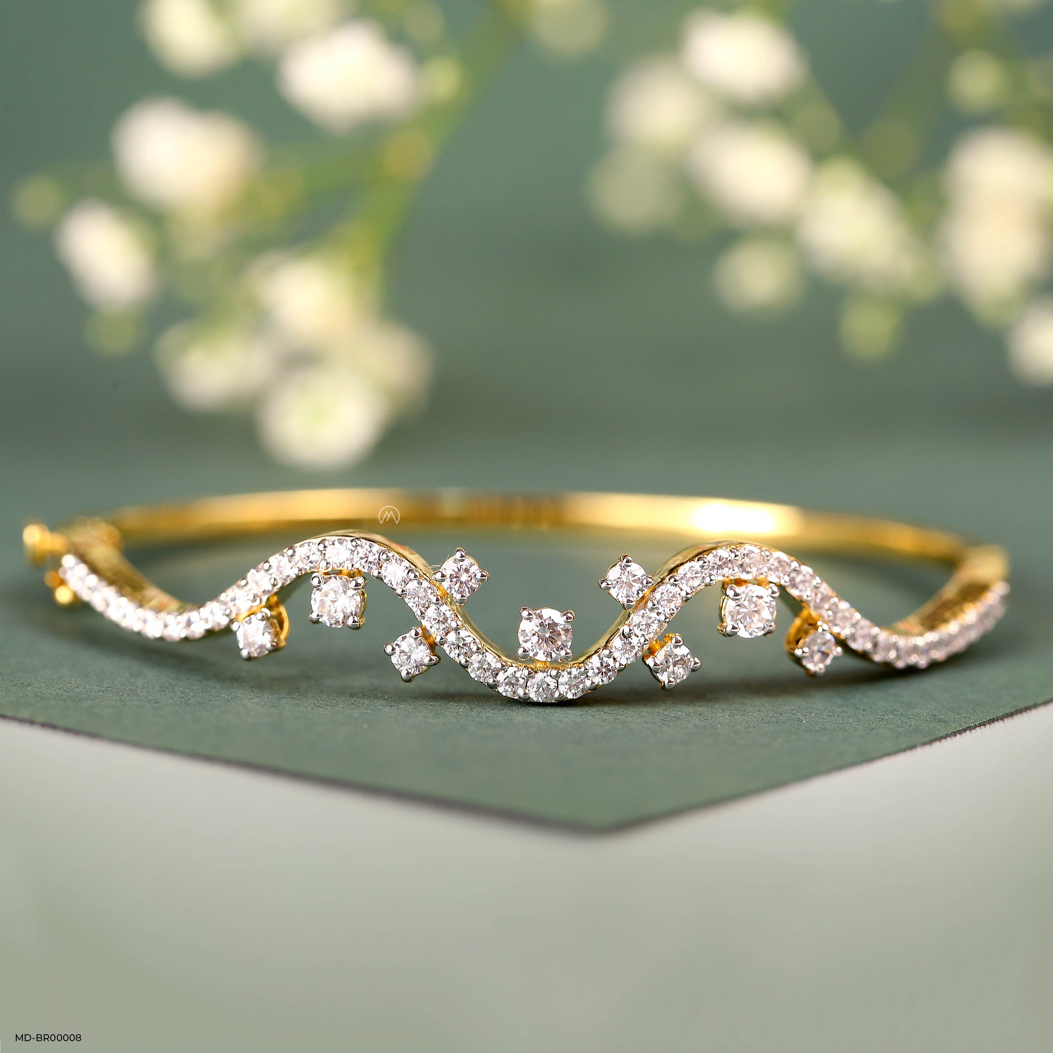 Wave Flow Diamond Bracelets 9K White Gold