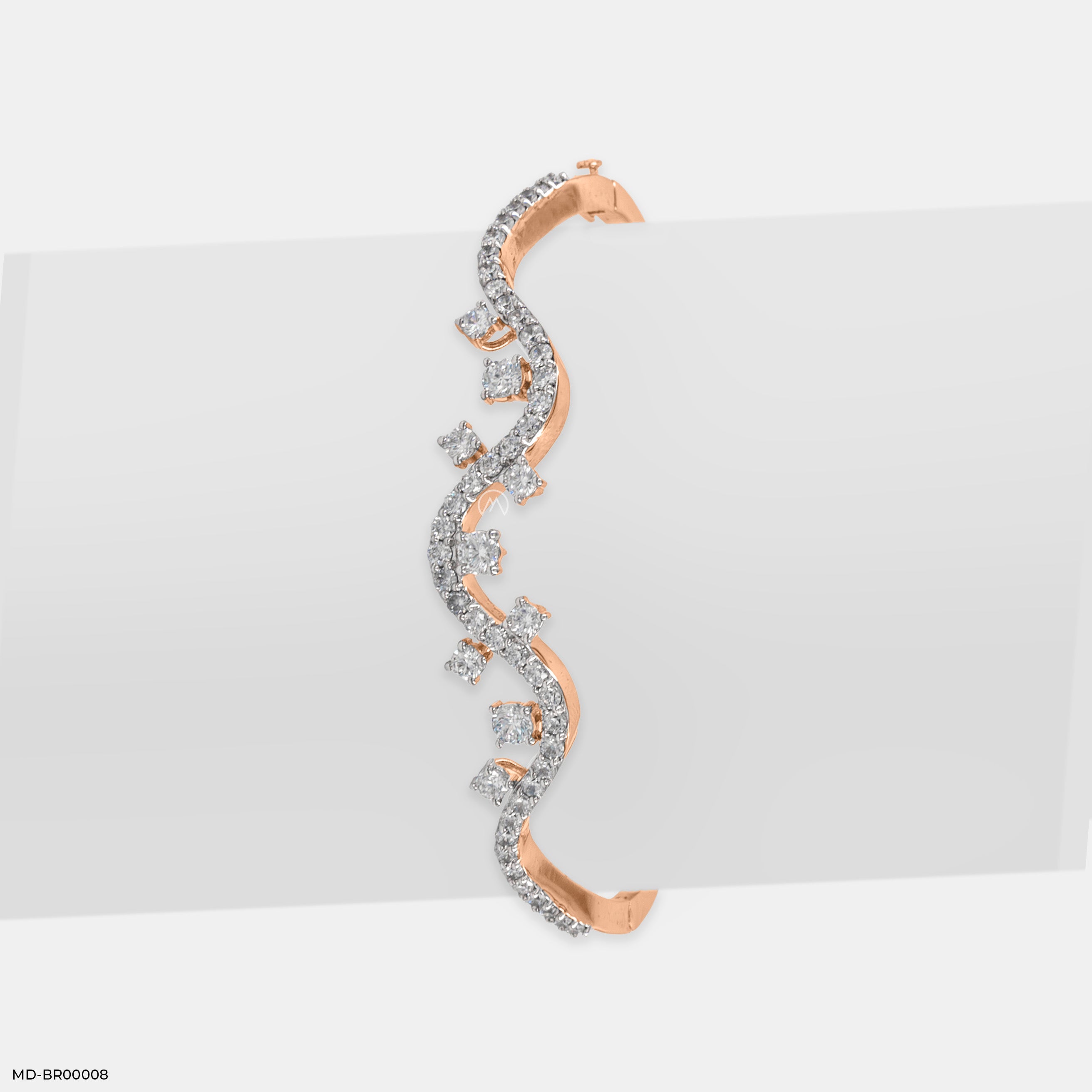 Wave Flow Diamond Bracelets 9K Rose Gold