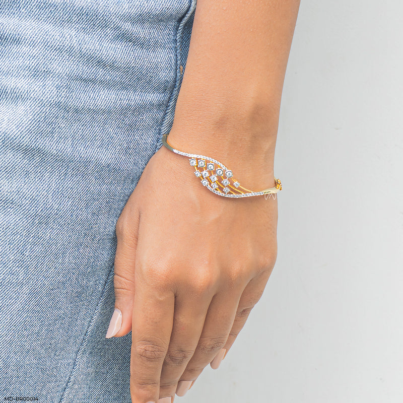 Curvy Graceful Diamond Bracelets 14K Yellow Gold