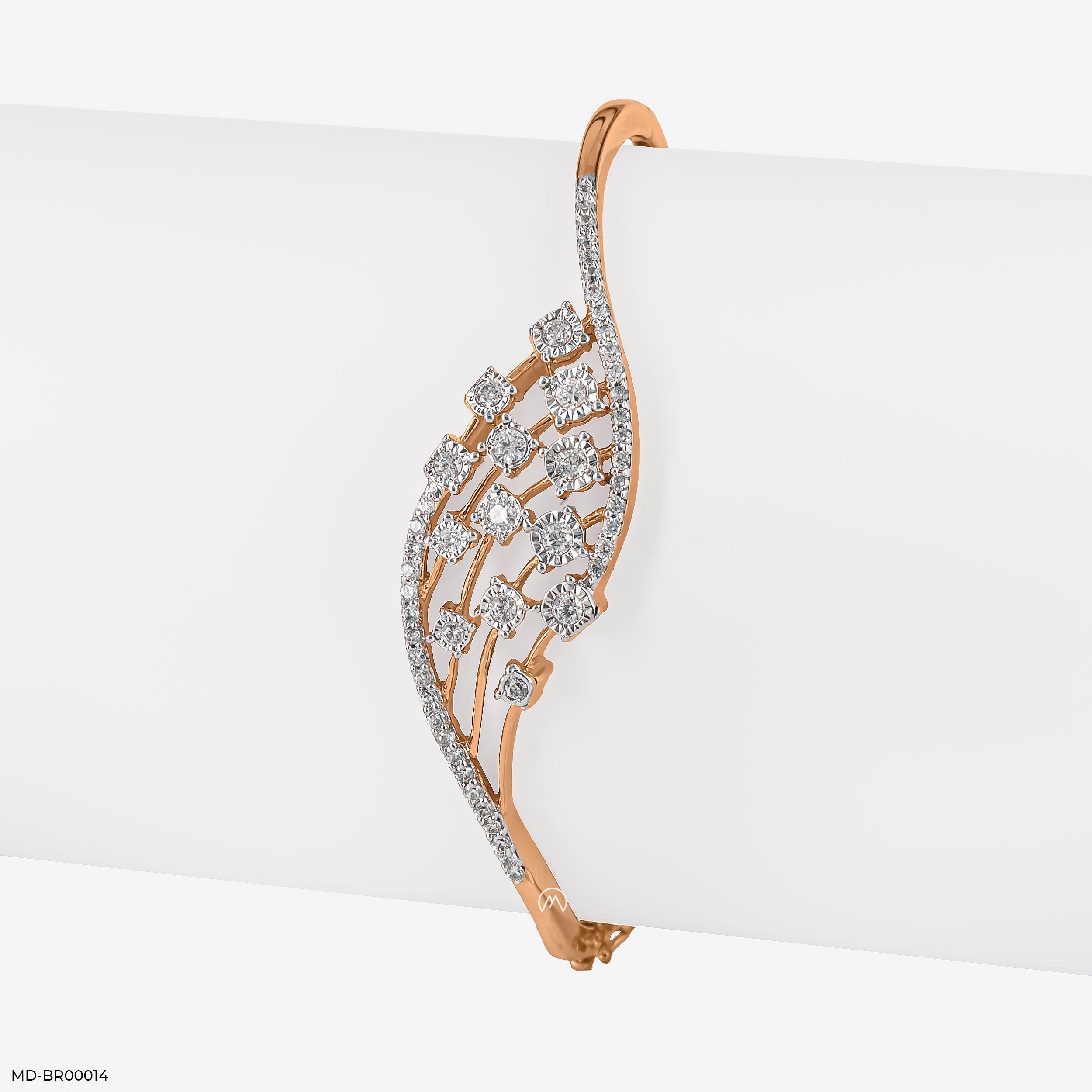 Curvy Graceful Diamond Bracelets 14K Rose Gold