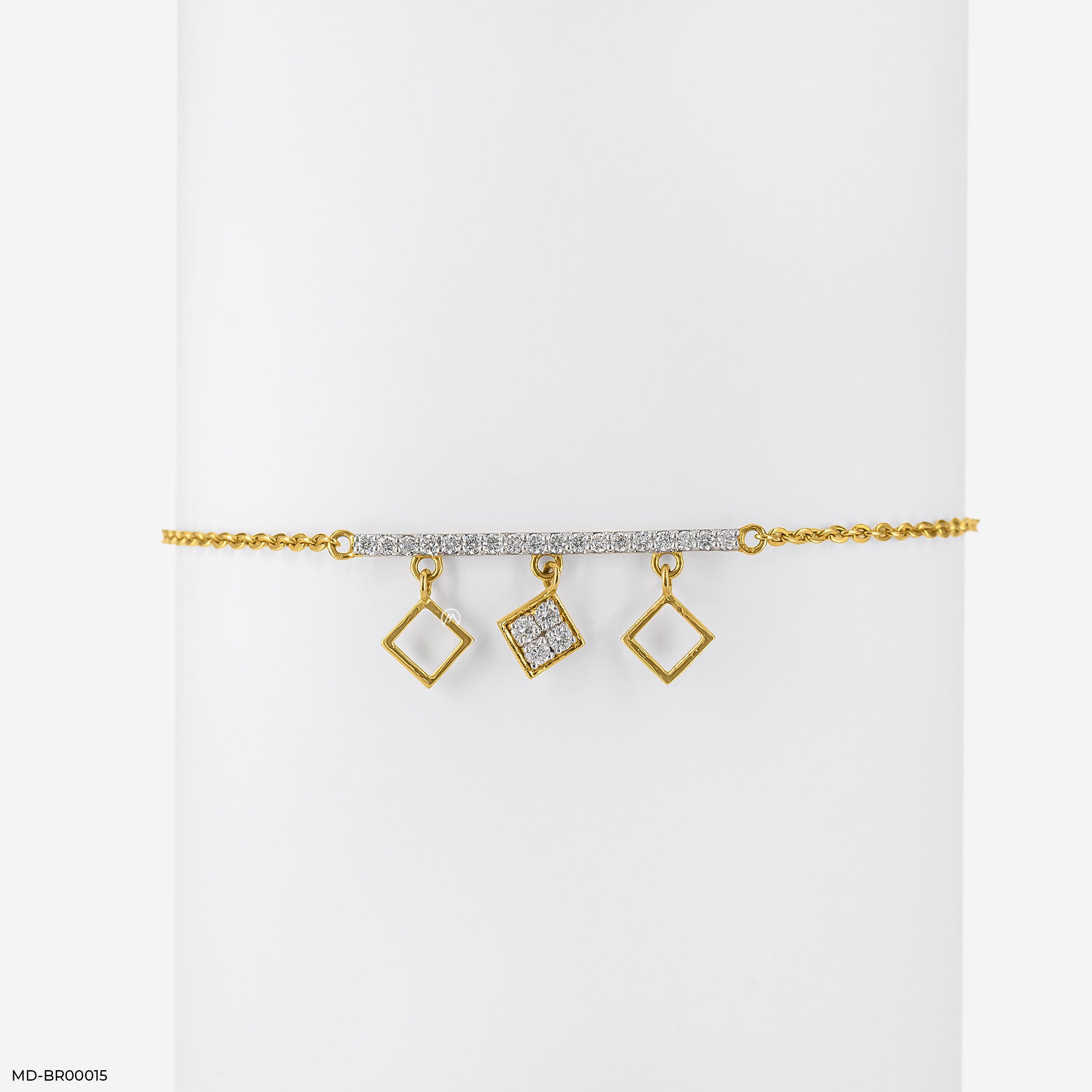 Tri-Square Diamond Bracelets 9K Yellow Gold