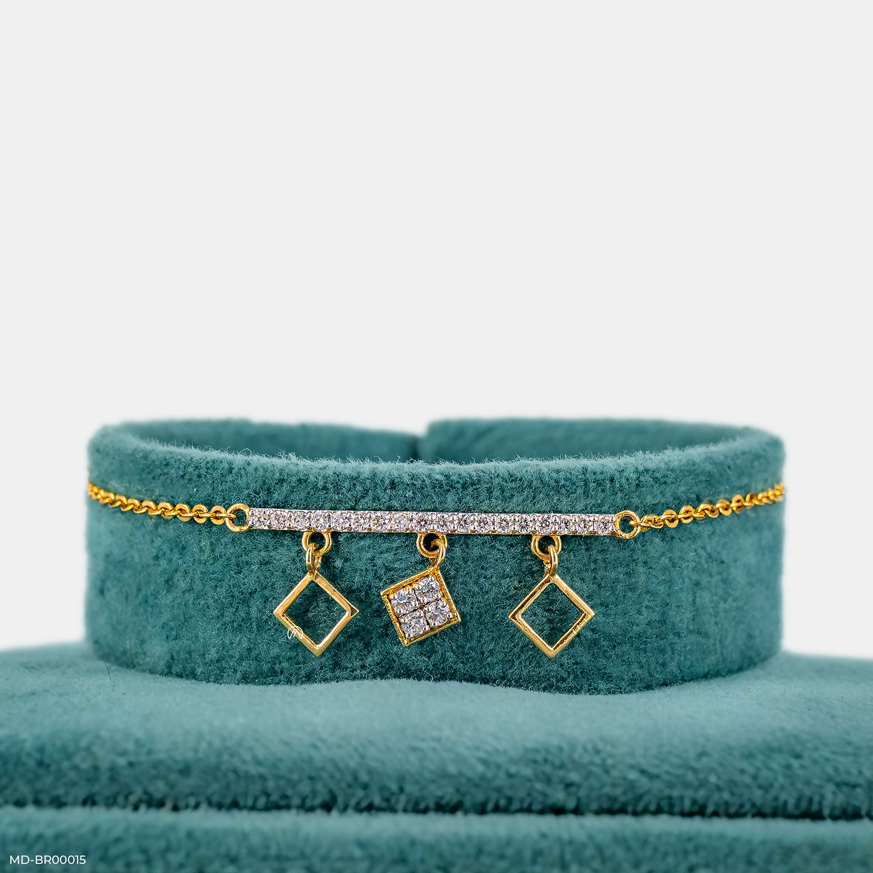 Tri-Square Diamond Bracelets 14K Yellow Gold