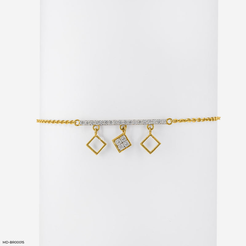 Tri-Square Diamond Bracelet 14K Yellow Gold