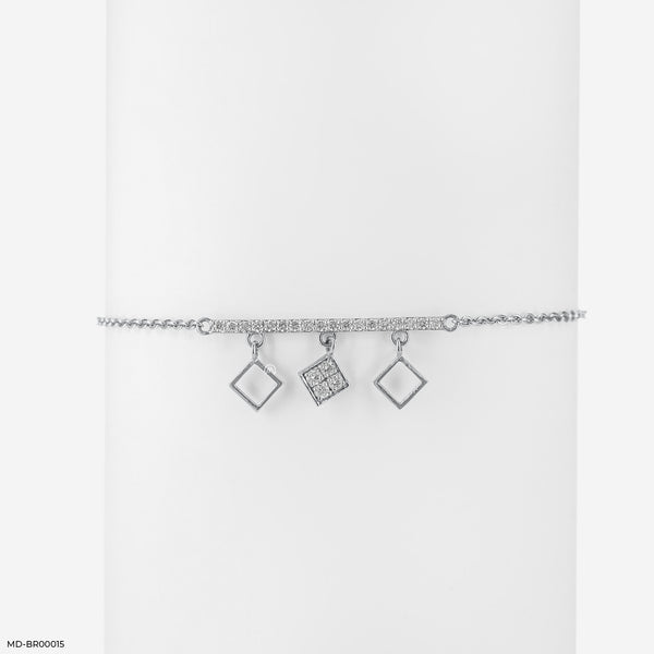 Tri-Square Diamond Bracelets 14K White Gold