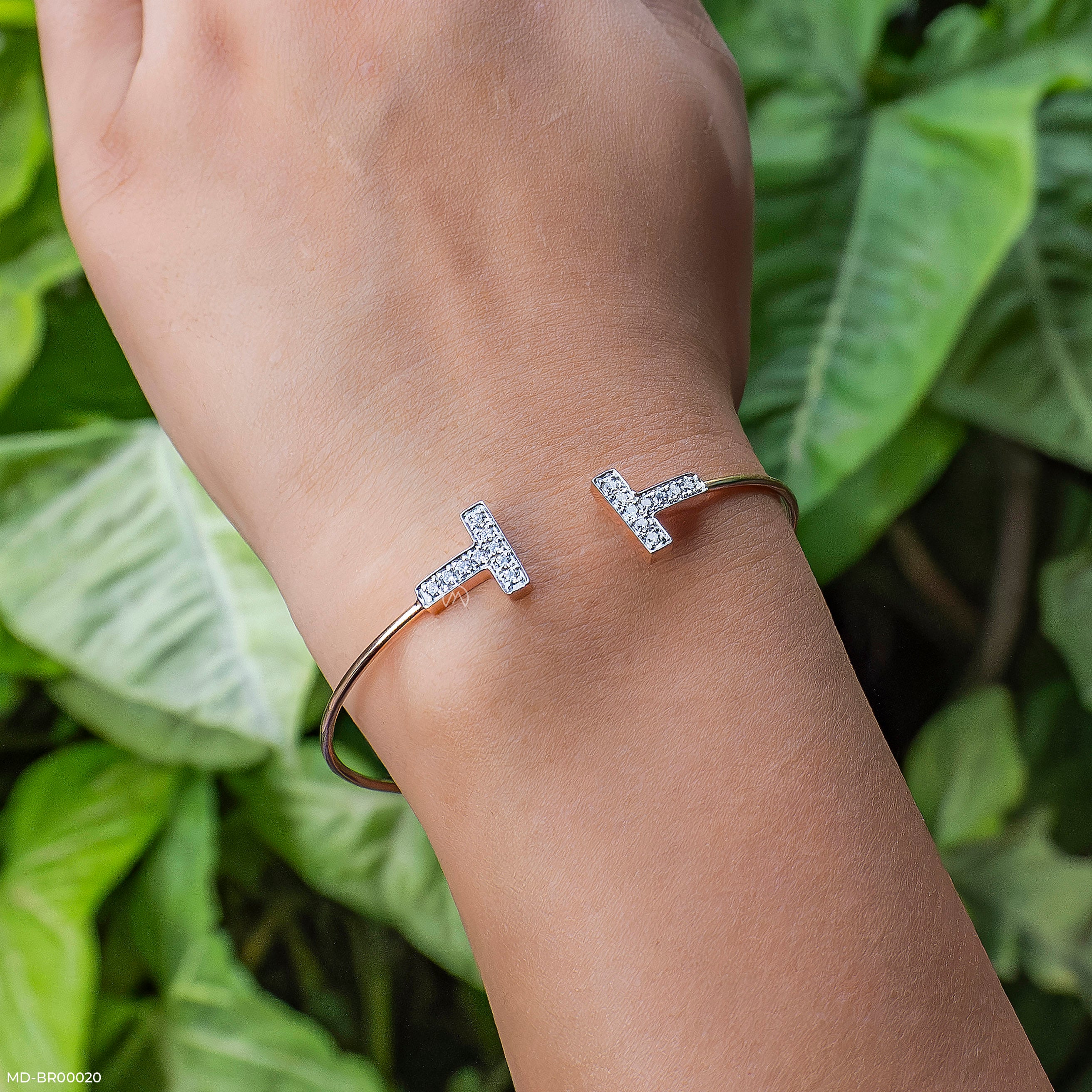 0.35 Carat T Lab Diamond Bracelet 14K Rose Gold