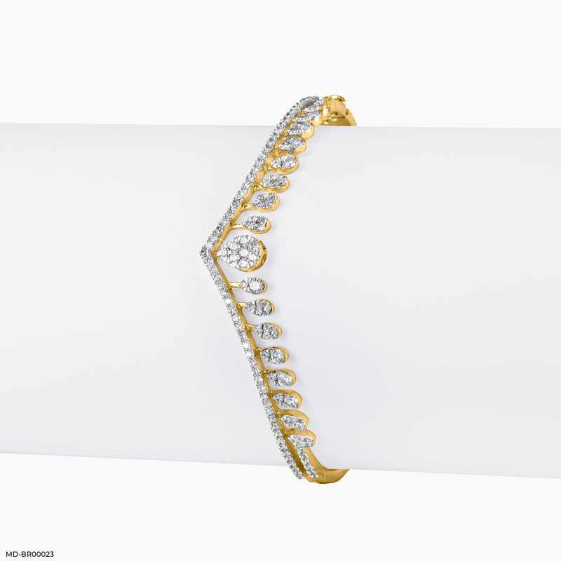 Double line bling Diamond Bracelet 14K White Gold