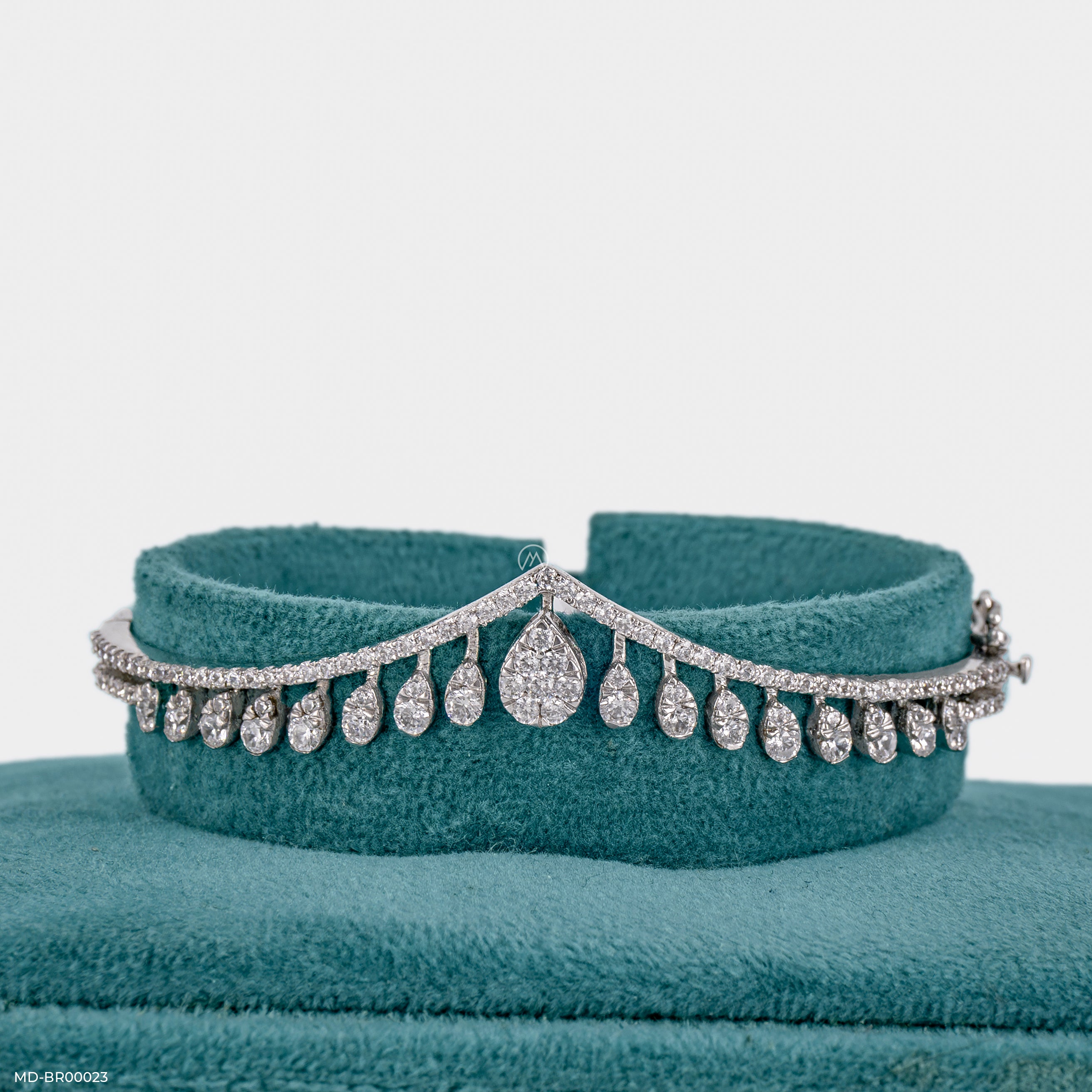 Double Line Bling Diamond Bracelets 9K White Gold