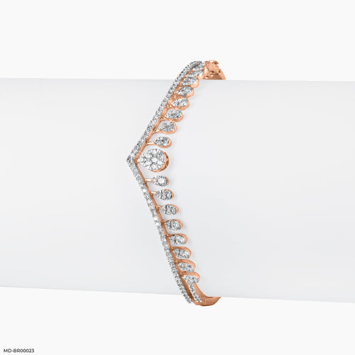 Double Line Bling Diamond Bracelets 14K Rose Gold