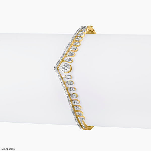 Double Line Bling Diamond Bracelets 18K Yellow Gold