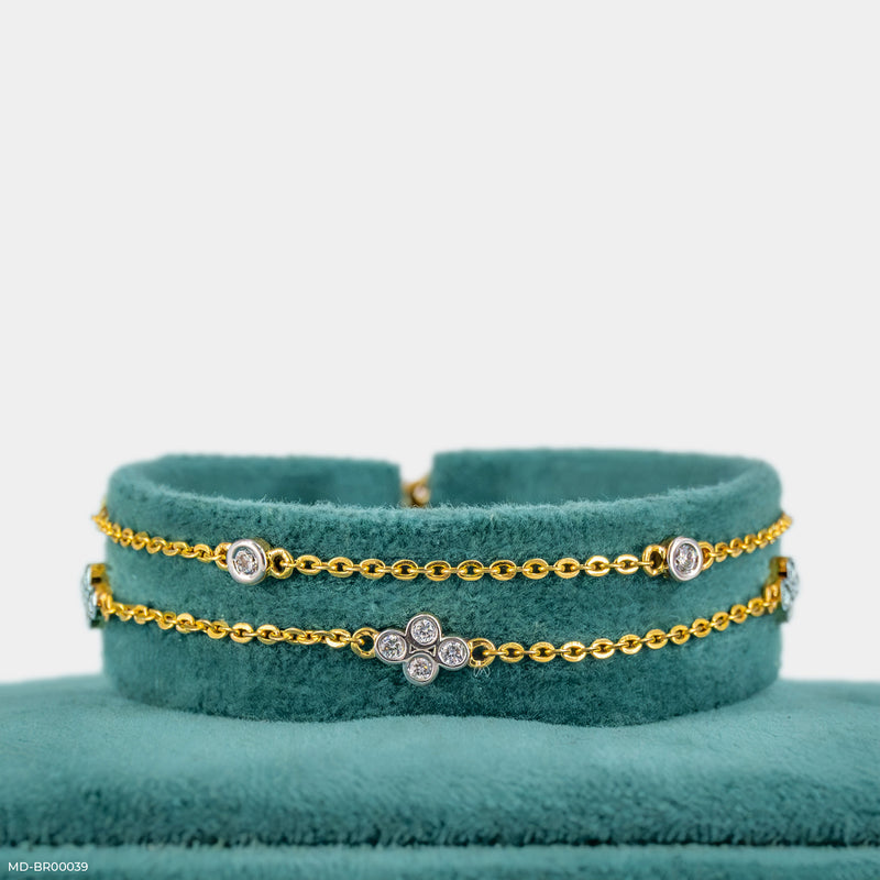 Twin Bloom Diamond Bracelets 14K Yellow Gold
