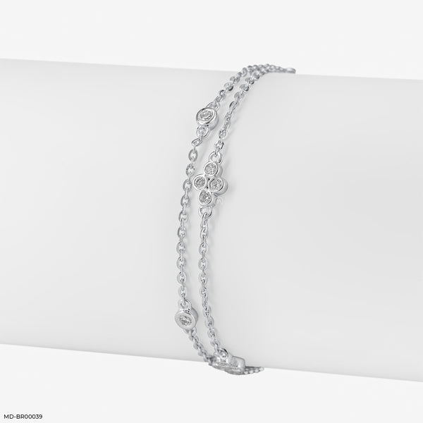 Twin Bloom Diamond Bracelets 14K White Gold